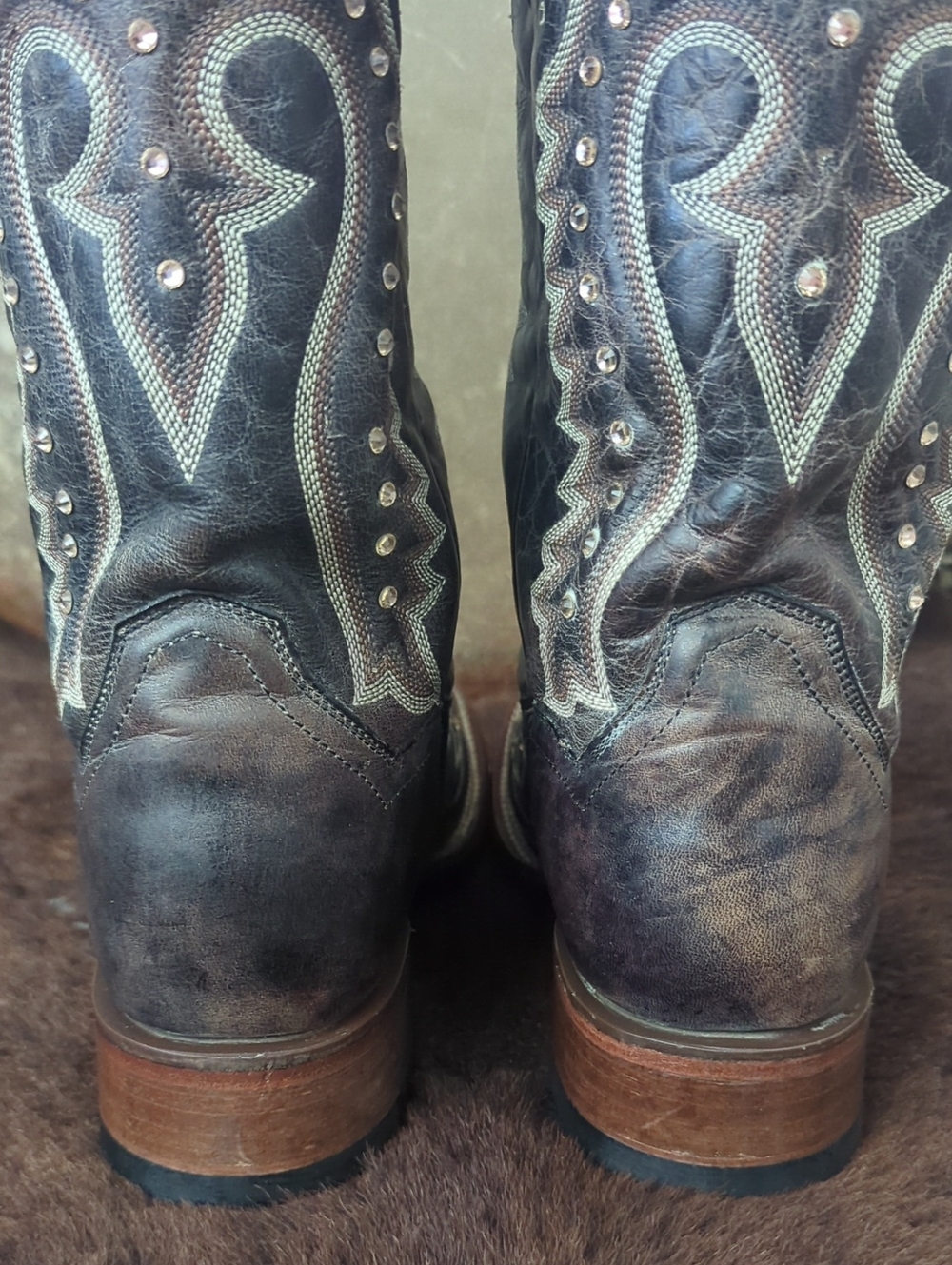 DAN POST DP3770 Espresso Brown leather cowgirl western boots square toe sz 9 EUC - Picture 6 of 16